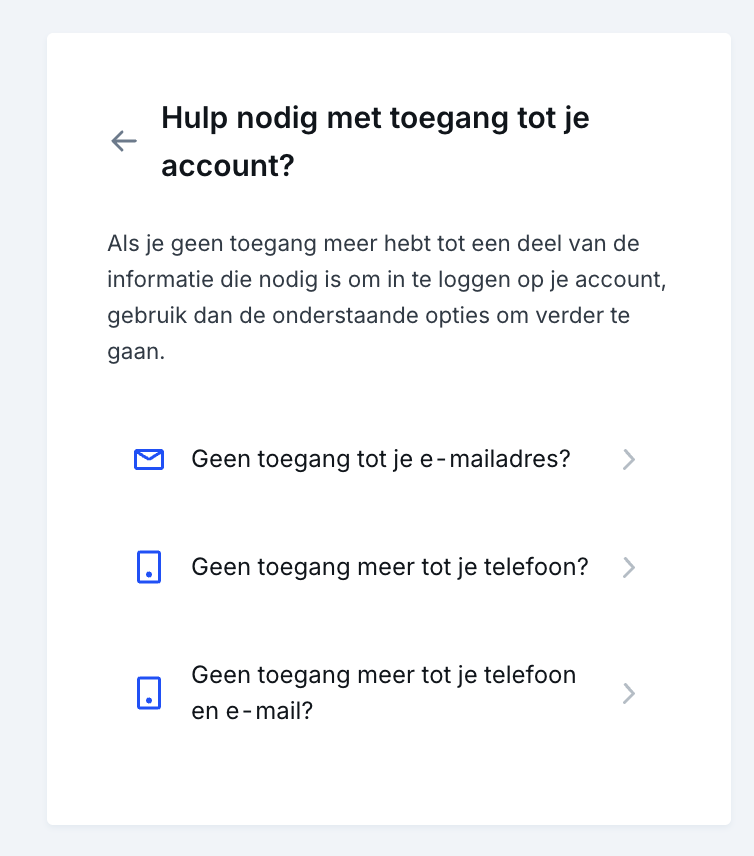 Selectie verloren telefoonoptie