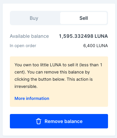 Exemple d’options de Dust sur le Site Bitvavo