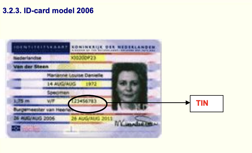 Paesi Bassi – Carta d’identità modello 2006