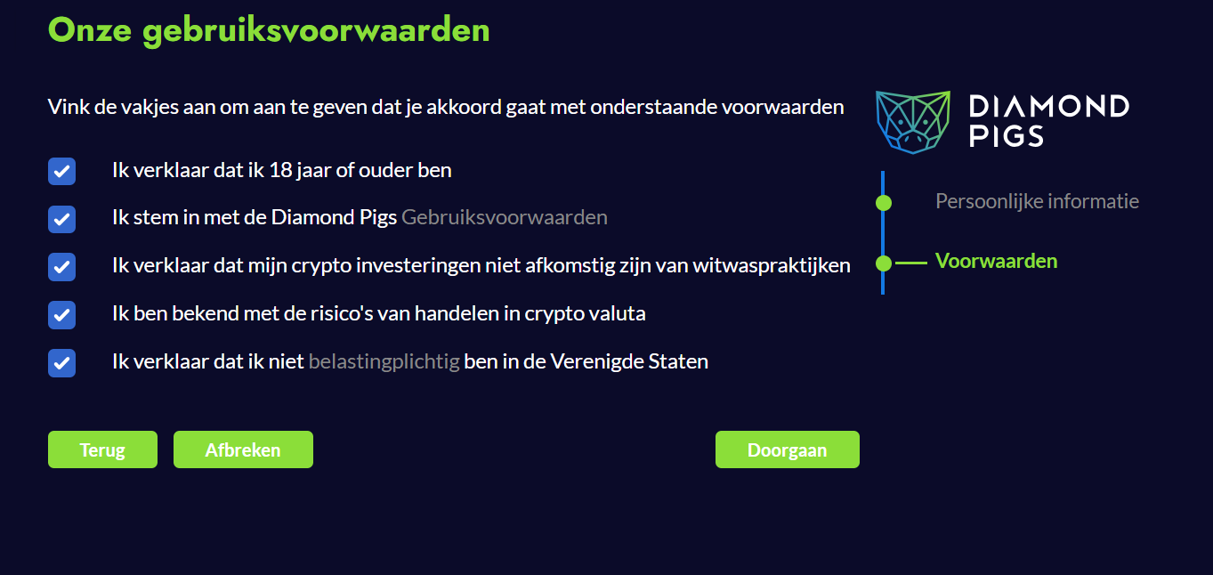 Hoe koppel ik mijn Bitvavo-account aan Diamond Pigs? – Bitvavo Helpcentrum