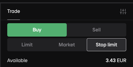 Stop Limit Order Screenshot