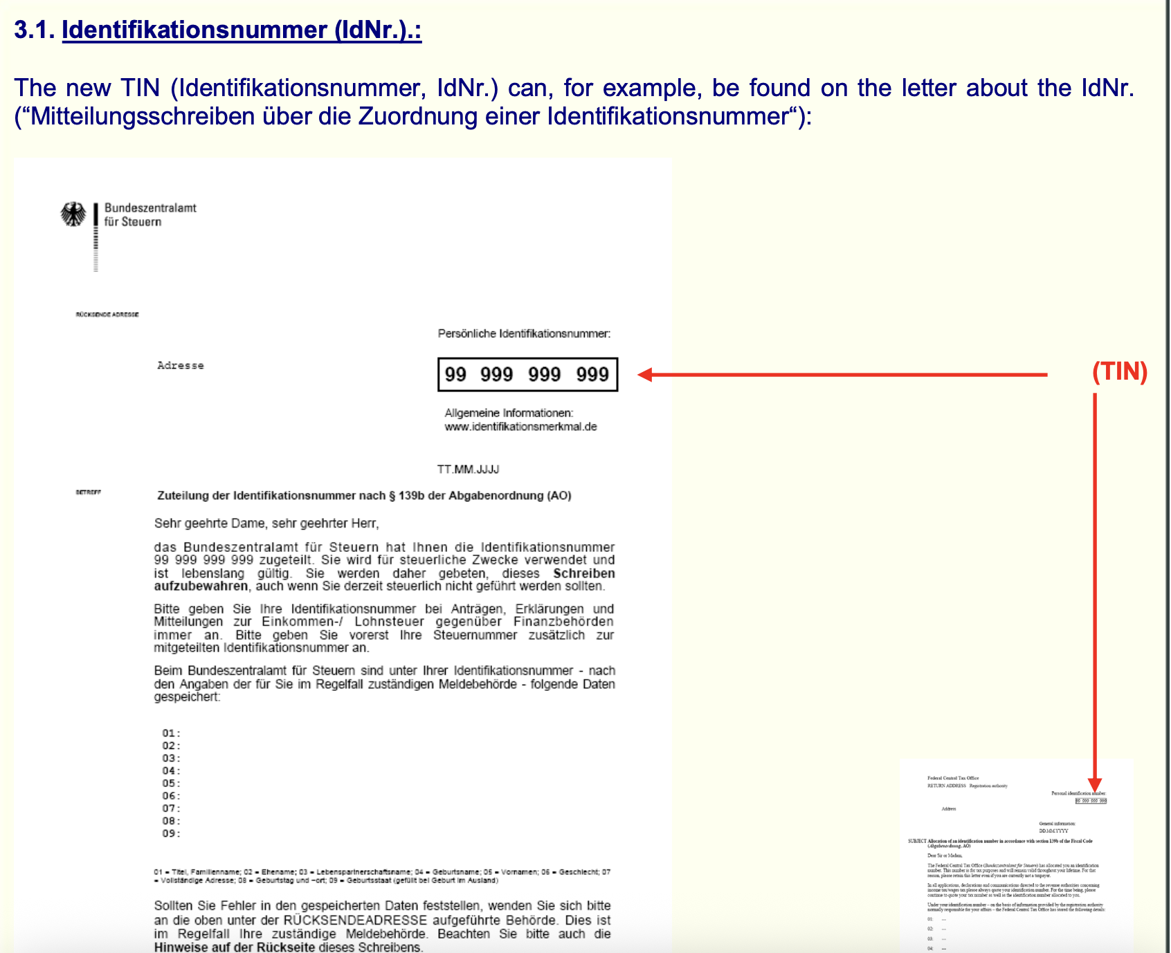 Germany – Identification Number Letter