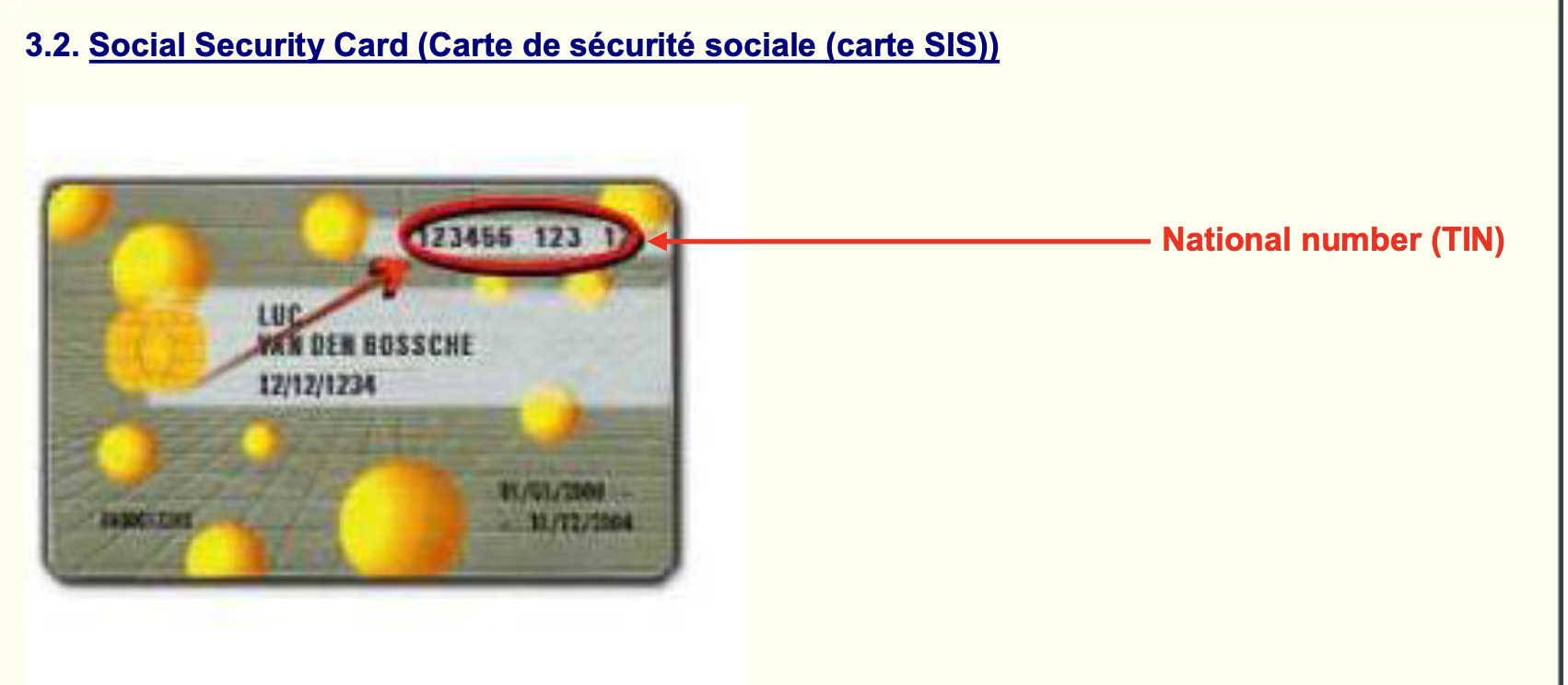 Belgium – Social Security Card