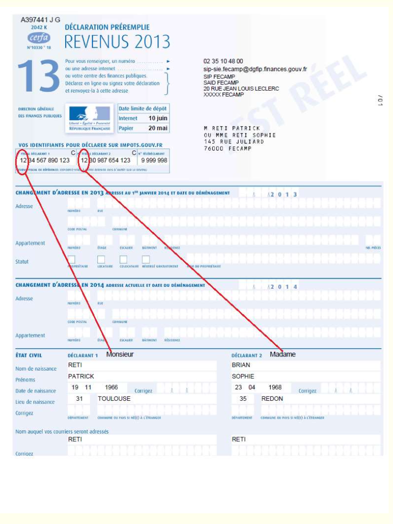 France – Income Tax Declaration Form