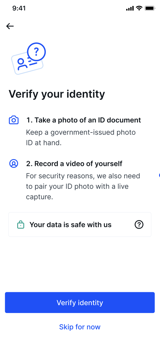 Verify identity screenshot